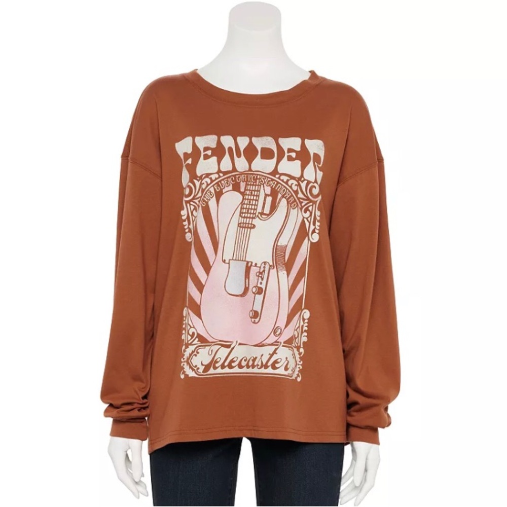 NEW Retro Fender Telecaster Long Sleeve‎ Graphic Tee. Large